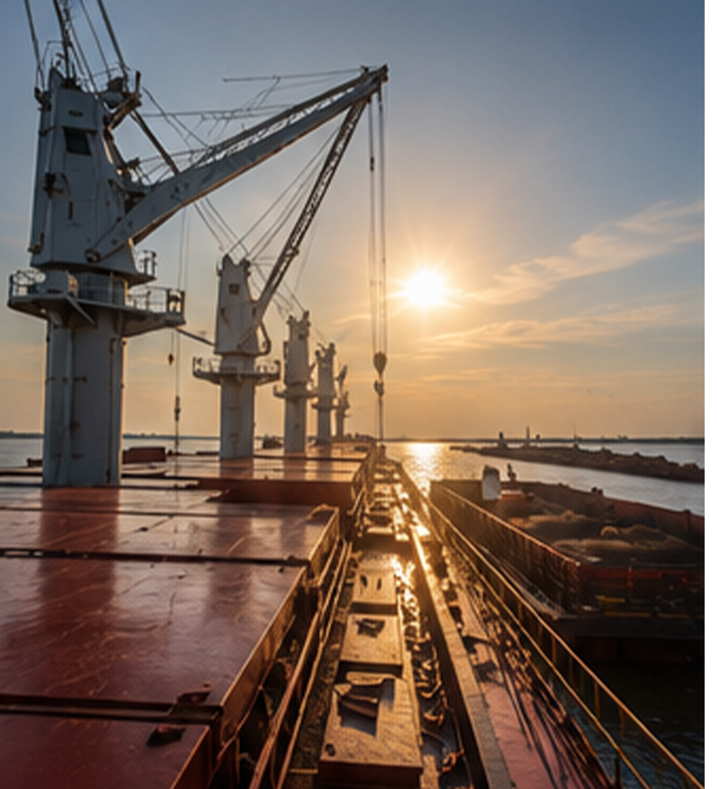 Cargo ship loading at port